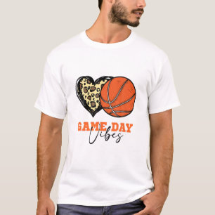 Basketball Game Day Vibes Heart Ball Play Mum Spor T-Shirt