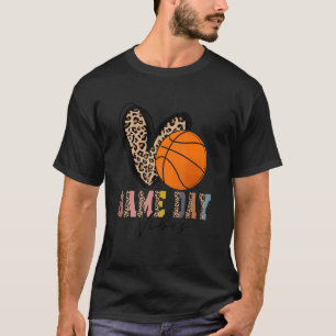 Basketball Game Day Vibes Leopart Girl Women Youth T-Shirt