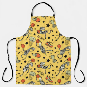 Basketball game seamless pattern with doodle cute apron