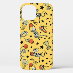 Basketball game seamless pattern with doodle cute iPhone 12 case
