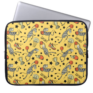 Basketball game seamless pattern with doodle cute laptop sleeve
