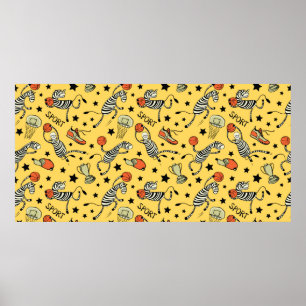 Basketball game seamless pattern with doodle cute  poster
