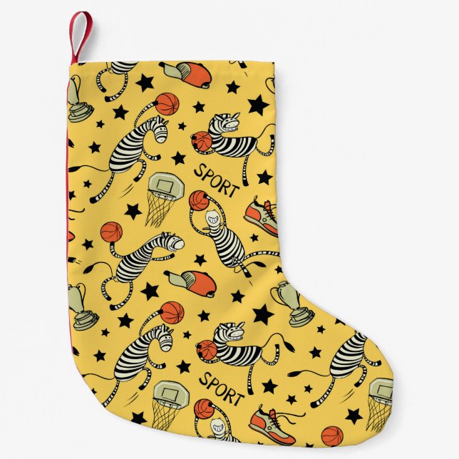 Basketball game seamless pattern with doodle cute  small christmas stocking (Front)