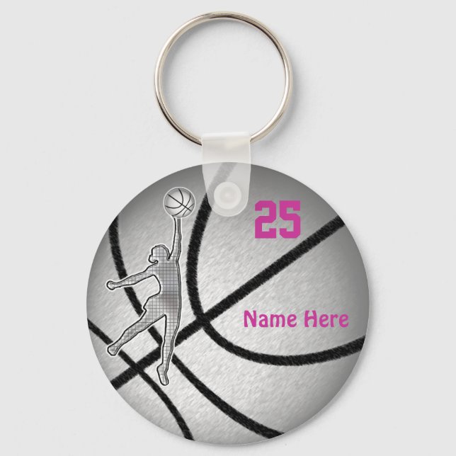 Basketball Gifts for Girls Team PERSONALIZED Key Ring (Front)