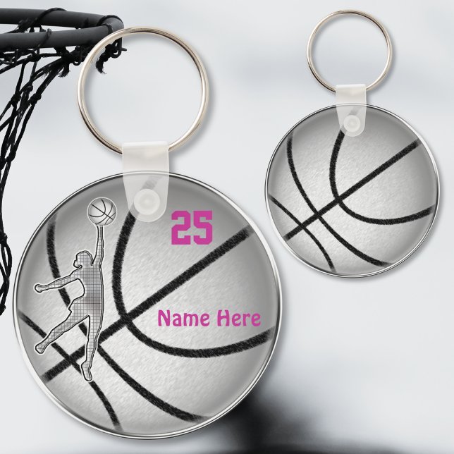Basketball Gifts for Girls Team PERSONALIZED Key Ring (Personalized Basketball Gifts for Girls. Cheap basketball gifts. Basketball party favors, keychains.)