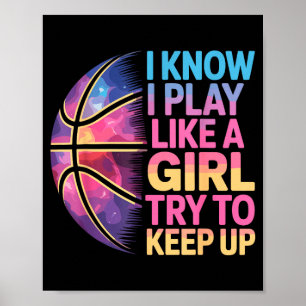 Basketball girl art for girls kids women poster