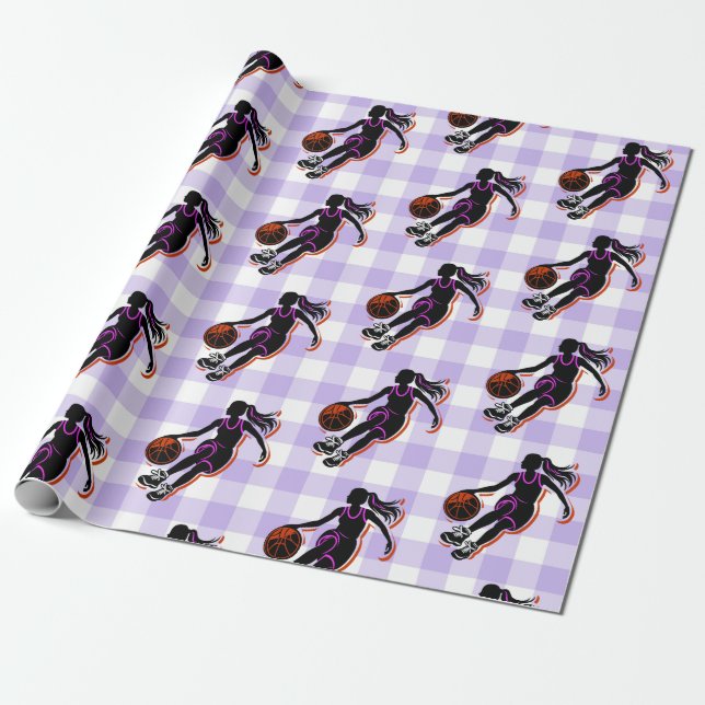 Basketball Girl Birthday Wrapping Paper (Unrolled)