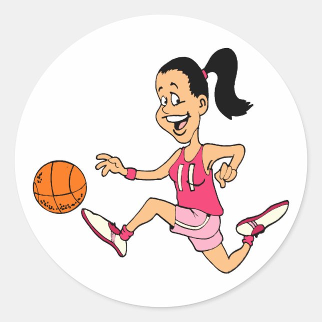 Basketball Girl Classic Round Sticker (Front)