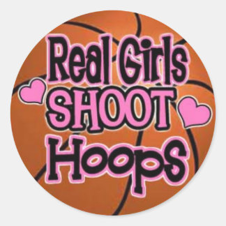 basketball girl classic round sticker