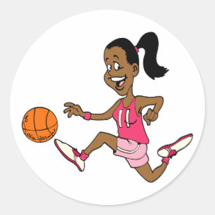 Basketball Girl Classic Round Sticker