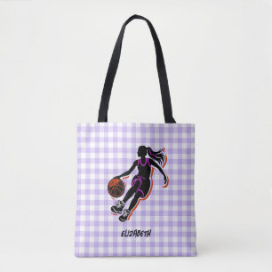 Basketball Girl Dribbling Personalized Tote Bag