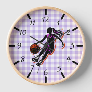 Basketball Girl Dribbling Wall Clock