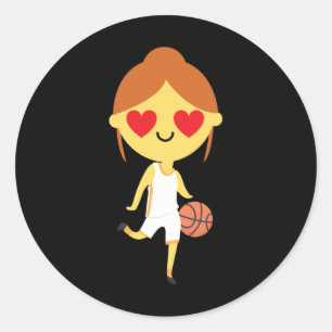 Basketball Girl Emoji  Classic Round Sticker