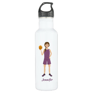 Basketball Girl Illustration & Custom Name 710 Ml Water Bottle