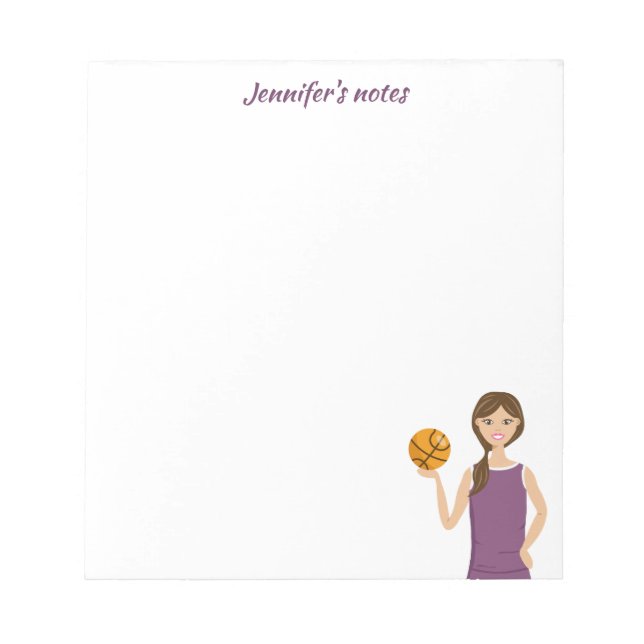 Basketball Girl Illustration & Custom Title Notepad (Front)