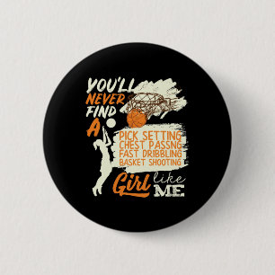 Basketball Girl Like Me Shooting Dribbling 6 Cm Round Badge