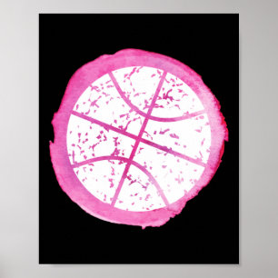 Basketball Girl Pink Watercolor  Poster