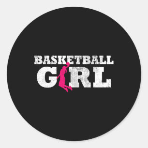 Basketball Girl Player Silhouette Sport Gift Classic Round Sticker