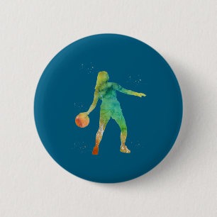 Basketball Girl Playing 6 Cm Round Badge