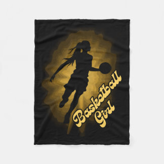 Basketball Girl Shadow In The Rays Fleece Blanket