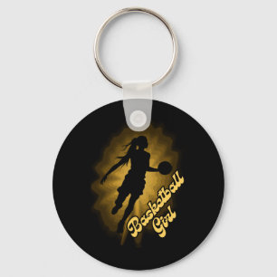 Basketball Girl Shadow In The Rays Key Ring
