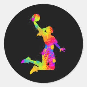 Basketball Girl Women Girls Classic Round Sticker
