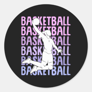 Basketball Girl Women Kids  Classic Round Sticker