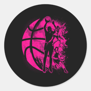 Basketball Girl Women Kids Female Basketball Team Classic Round Sticker