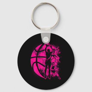 Basketball Girl Women Kids Female Basketball Team Key Ring