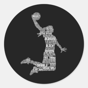 Basketball Girl Women Kids Girls Classic Round Sticker