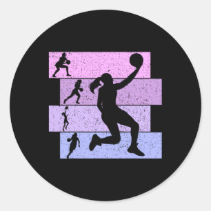 Basketball Girls Women Kids 1 Classic Round Sticker