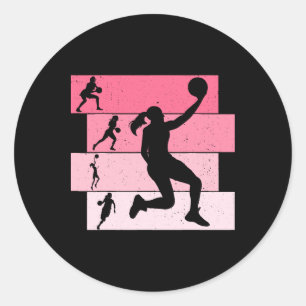 Basketball Girls Women Kids Classic Round Sticker