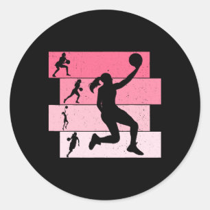 Basketball Girls Women Kids  Classic Round Sticker