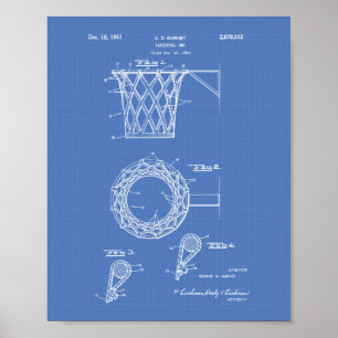 Basketball Goal 1951 Patent Art Blueprint Poster