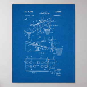 Basketball Goal Set Patent - Blueprint Poster