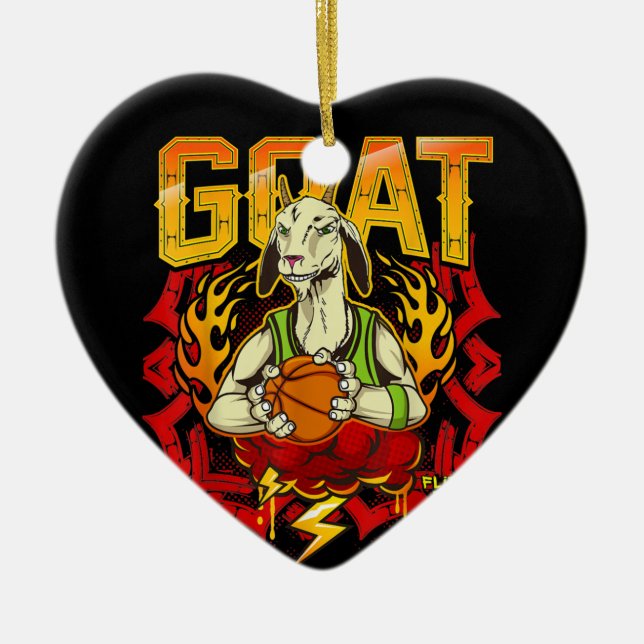 Basketball Goat Gift Ceramic Ornament (Front)