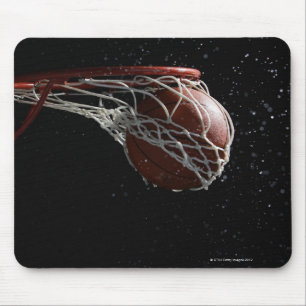 Basketball going through hoop 2 mouse pad