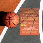 Basketball Gold Bar Mitzvah Invitation<br><div class="desc">These casual chic invitations are perfect for any sporty Bar Mitzvah celebration. Each line of text is fully customisable to say just what you want!

Find coordinating products in the Bar Mitzvah Celebration Collection.</div>