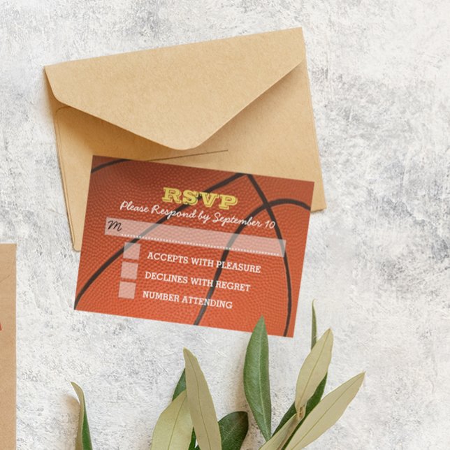 Basketball Gold Bar Mitzvah RSVP Card (Creator Uploaded)