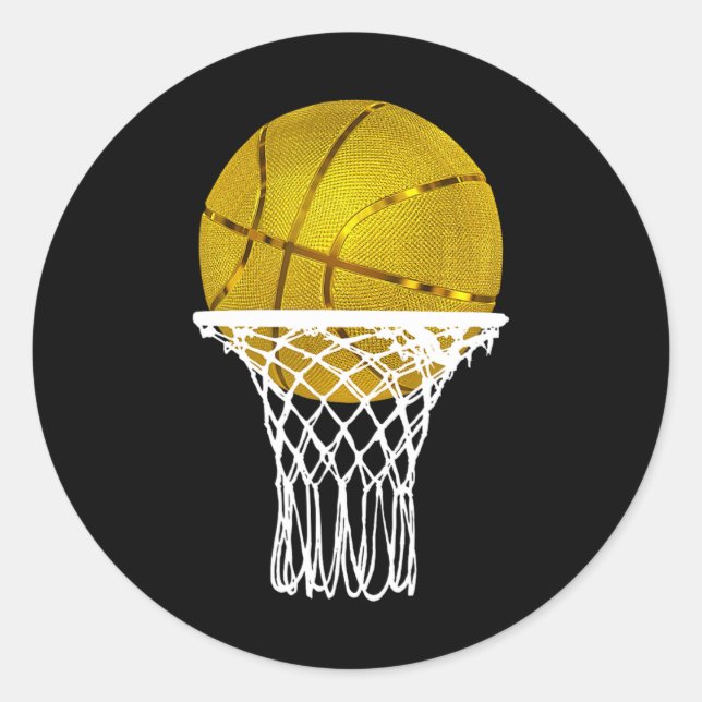 Basketball Gold Bball Trophy Sport Lover Gift Men  Classic Round Sticker (Front)