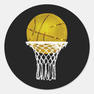 Basketball Gold Bball Trophy Sport Lover Gift Men Classic Round Sticker