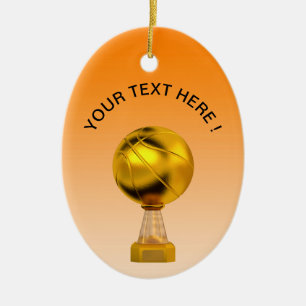 Basketball Gold Trophy Ceramic Ornament