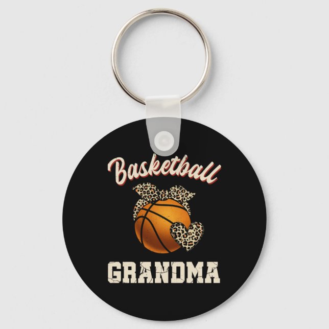Basketball Grandma Leopard Basketball Player Key Ring (Front)