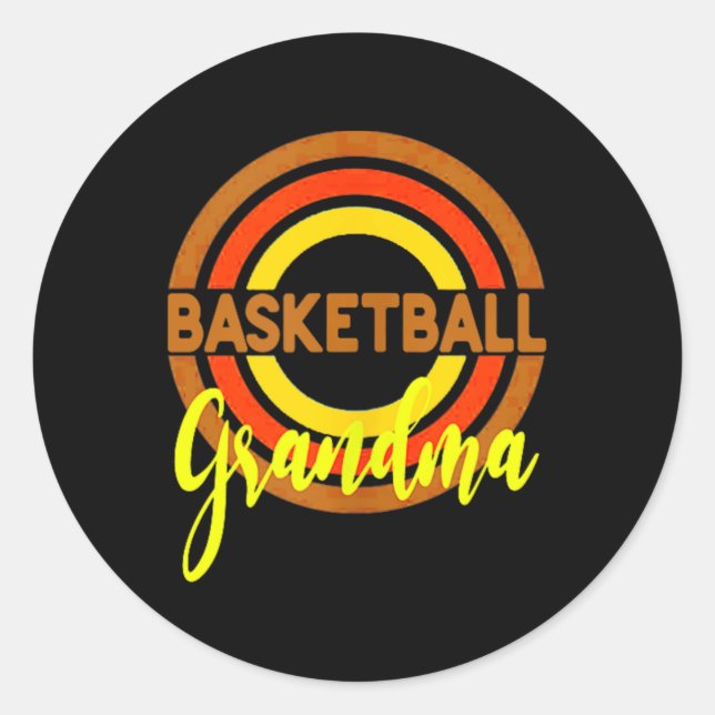 Basketball Grandma With Basketball Circles Tank To Classic Round Sticker (Front)