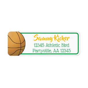 Basketball Green & Gold Address Return Address Label
