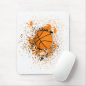 Basketball Grunge Paint Splatter Orange Black Cool Mouse Pad (With Mouse)