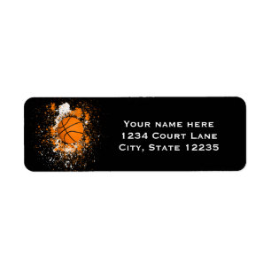 Basketball Grunge Paint Splatter Orange Black Cool Return Address Label