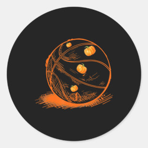 Basketball Halloween Boys Kids Funny Pumpkin Classic Round Sticker