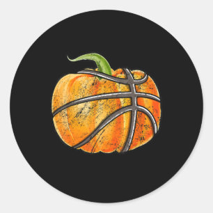 Basketball Halloween Boys Men Kids Funny Pumpkin Classic Round Sticker