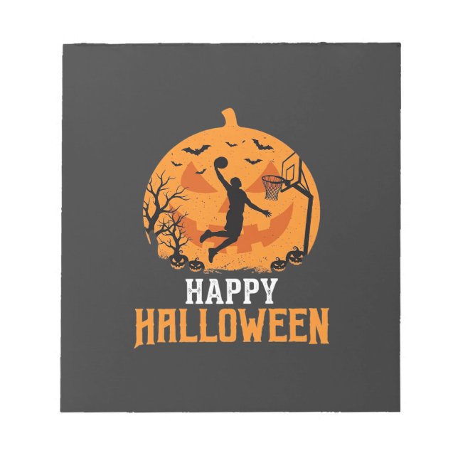 Basketball Halloween Dunk Pumpkin Design_1 Notepad (Front)